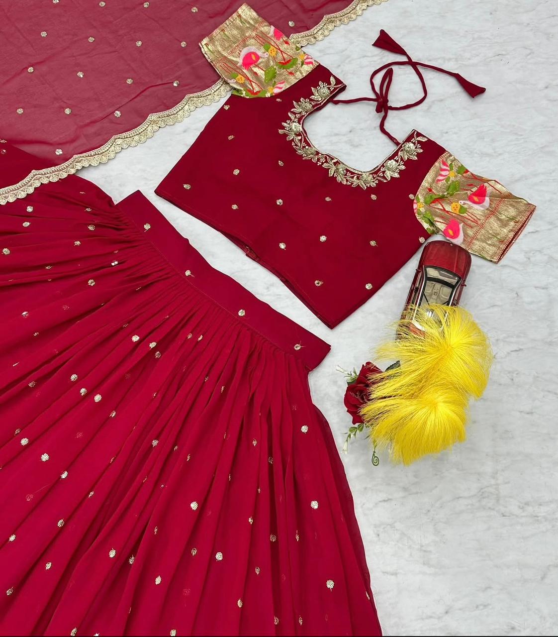 Georgette fully stitched lehenga