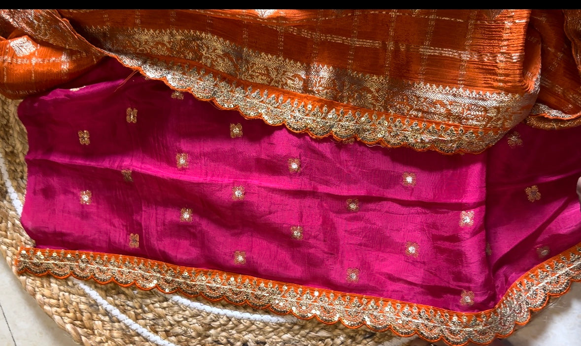 Orange Mysore Crepe Silk Saree