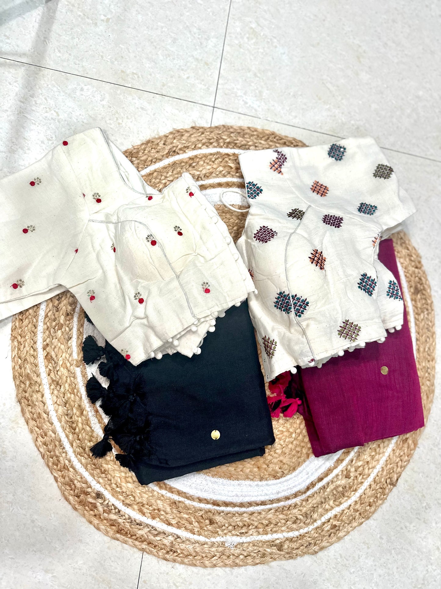 Khadi cotton sarees with stitched blouse