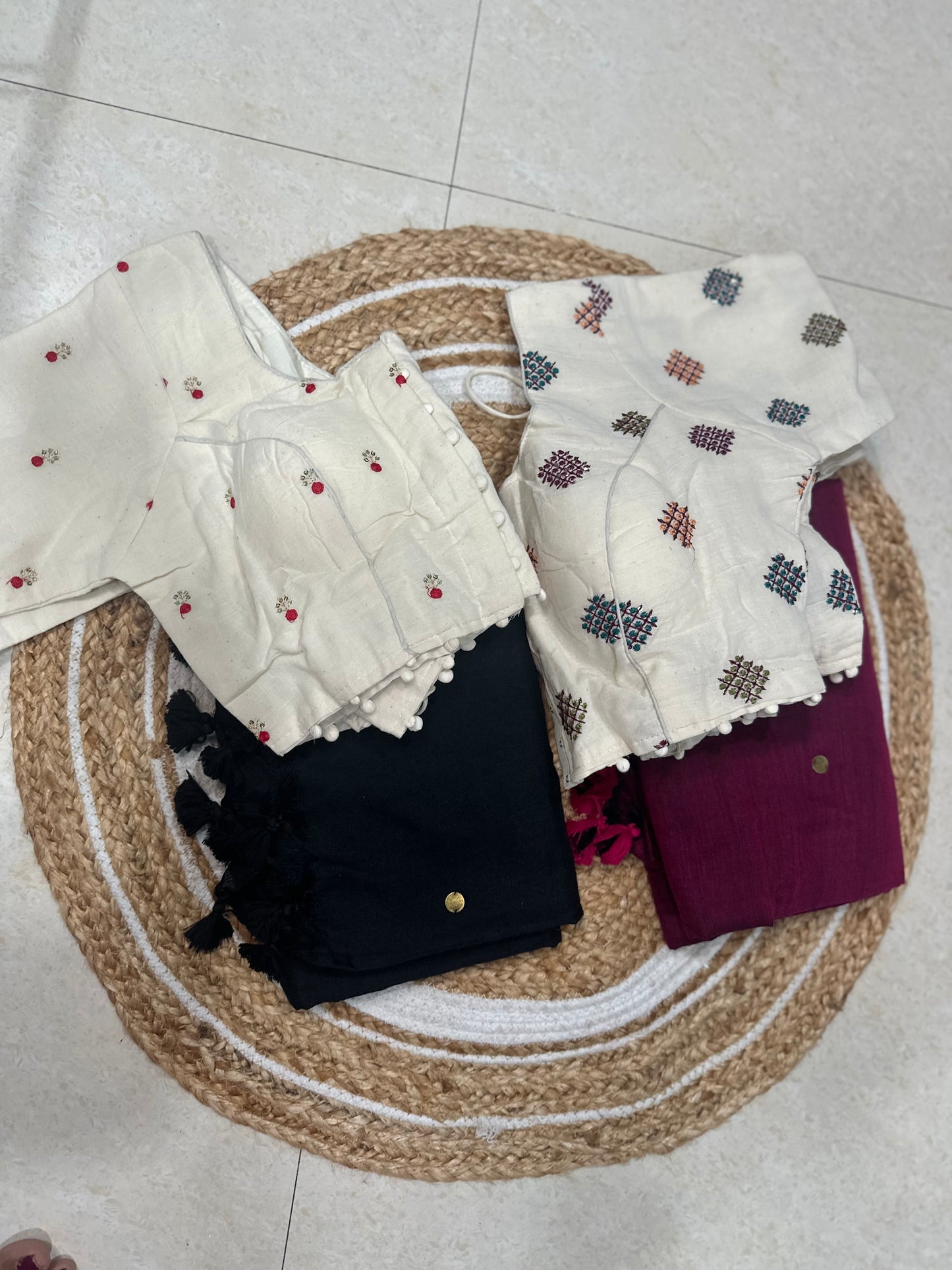 Khadi cotton sarees with stitched blouse