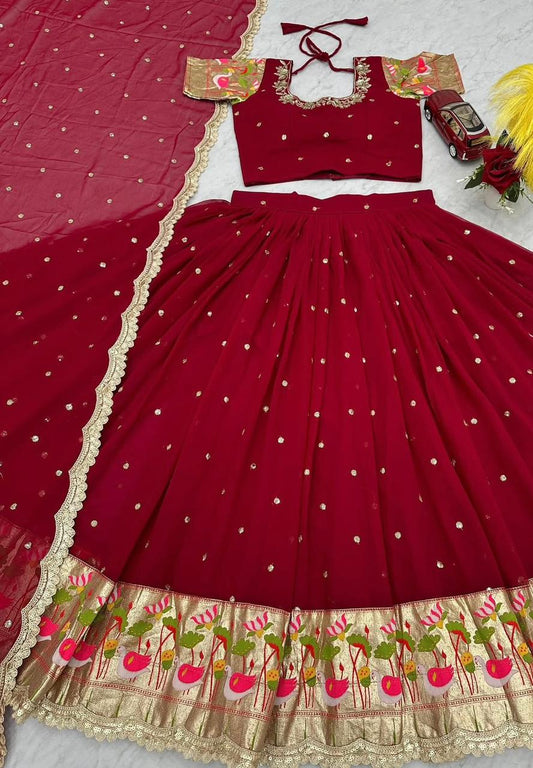 Georgette fully stitched lehenga