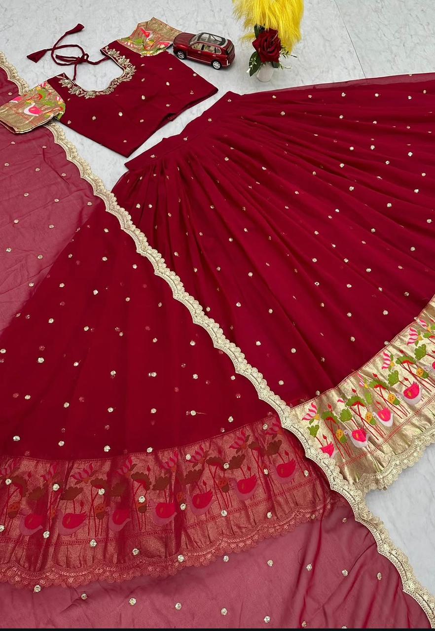 Georgette fully stitched lehenga